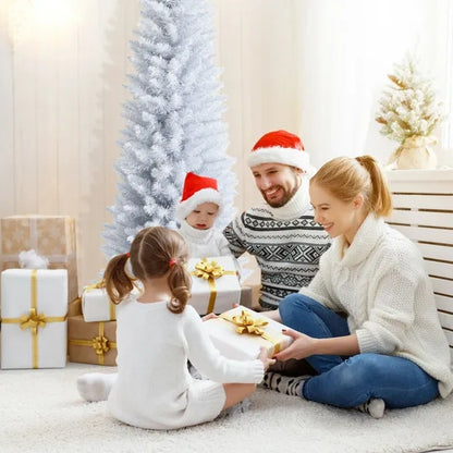 US Local 6 Feet Unlit Artificial Slim Pencil Christmas Tree With Metal Stand