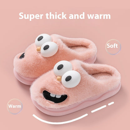Female Warm Indoor Cartoon Big Eye Dog Cotton Slippers