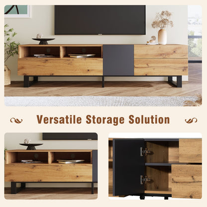 US Local Modern TV Stand For 80'' TV, Double Storage, Media Console, Entertainment Center