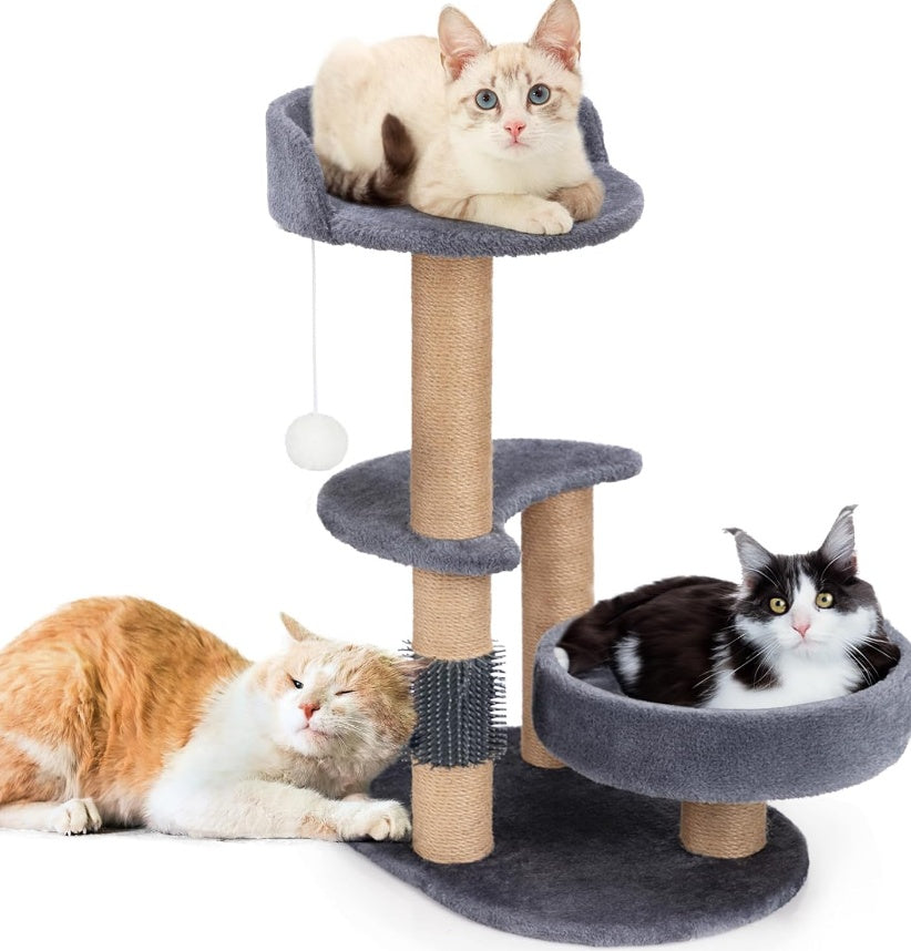 US Local Luxury Cat Tree With Scratching Posts - Easy To Assemble, Wooden Fiber Structure, Suitable For Cats.