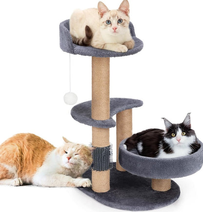 US Local Luxury Cat Tree With Scratching Posts - Easy To Assemble, Wooden Fiber Structure, Suitable For Cats.