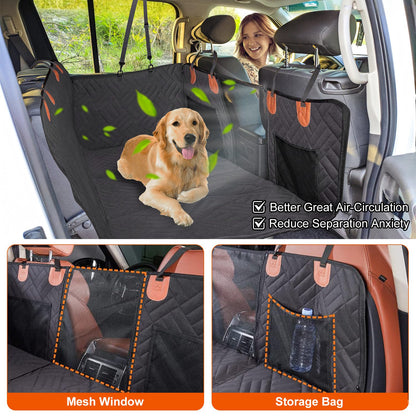 US Local 1Pc Dog Car Seat Cover For Back Seat Waterproof Oxford Cloth Seat Cover Hammock Non-Slip Scratchproof Back Seat Extender With Side Flap Mesh Window Storage Bag For Car SUV Truck
