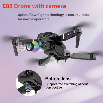 US Local The Battery Configuration Of The E88 Smart Camera Drone Features Real-time Image Transmission From A Single Camera. It Has One-click Touch And Landing Functions. This Is A Foldable Remote-controlled D