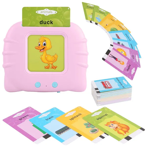 US Local 224 Words Kid Flash Talking Cards 112 Card Electronic Cognitive Audio Toddler Reading Machine Animal Shape Color Repeated Learning Cards English For Child