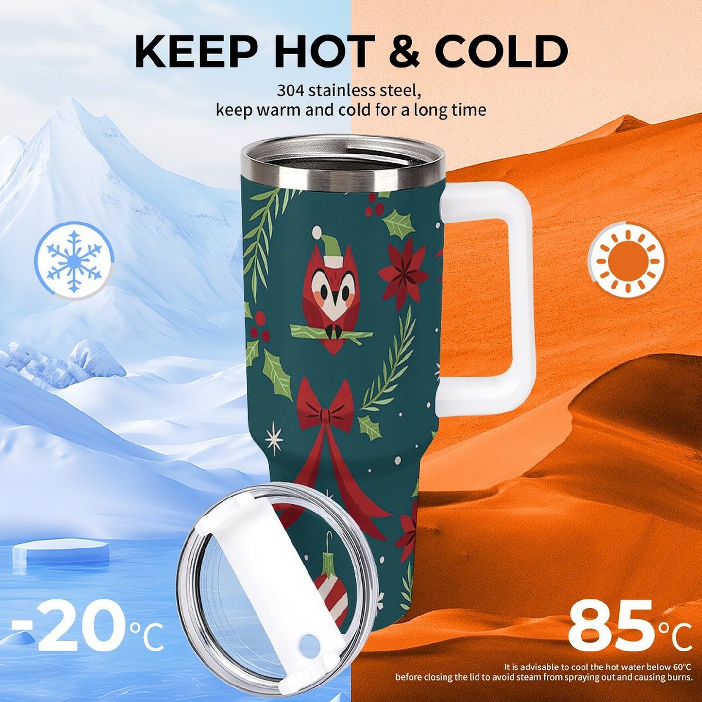 PHDT00080 POD US Local Tumbler 40 oz Large Capacity Car Cup Christmas Snowman Gift