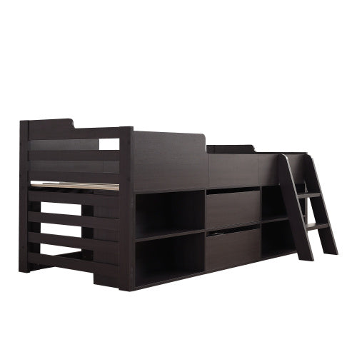 UK Local Cabin Bed Mid Sleeper Bed Frame Storage Kids Wooden Bed With Drawers Shelf Storage Low Sleeper Bed 3ft Single Children's White Wooden Bed - 3ft Single 90 X 190 Cm Frame Only