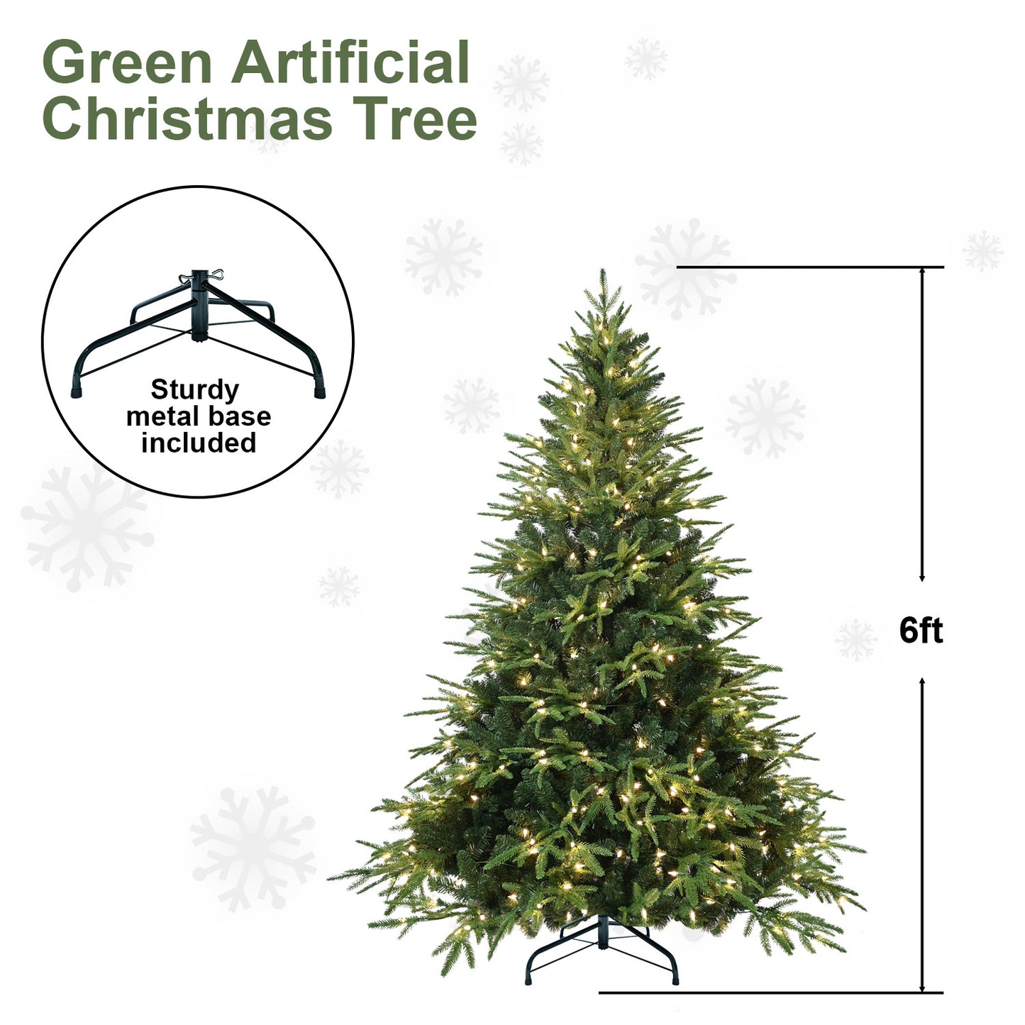 US Local PVC Christmas Tree, Christmas Decorations, Green, With Lights