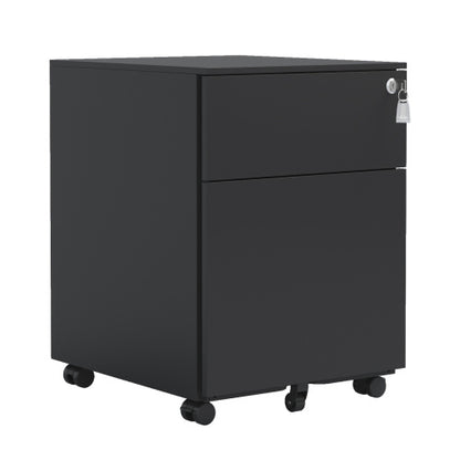 US Local 2 Drawer Mobile File Cabinet With Lock Steel File Cabinet For LegalLetterA4F4 Size, Fully Assembled Except For Wheels, HomeOffice Design, Black