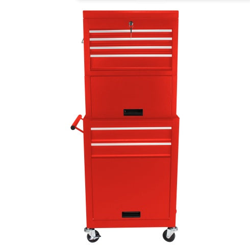 US Local High Capacity Rolling Tool Chest With Wheels And Drawers, 6-Drawer Tool Storage Cabinet--RED