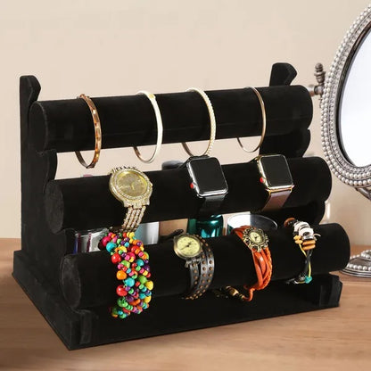 US Local 3-Tier Velvet Jewelry Stand Removable Bracelet Holder Watch Jewelry Bangle Display Rack