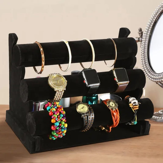 US Local 3-Tier Velvet Jewelry Stand Removable Bracelet Holder Watch Jewelry Bangle Display Rack