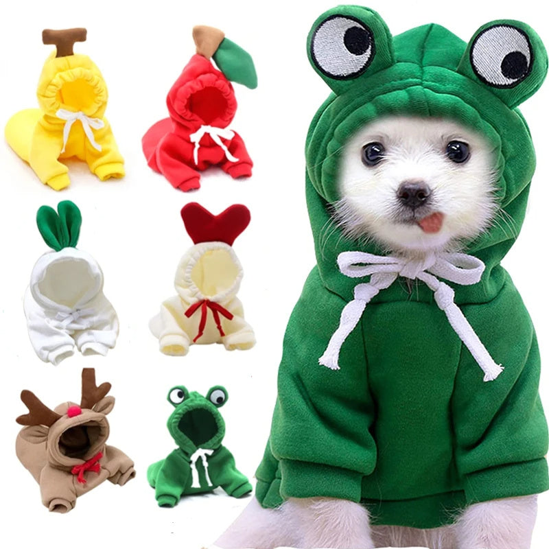 US Local Cute Fruit Small Dog ClothesHoodies Winter Fleece Pet Puppy Cat Costume Coat For French Chihuahua Outfit