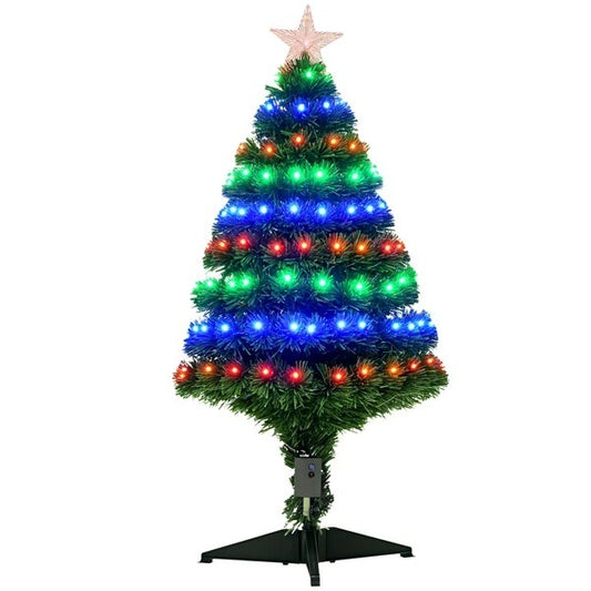 CA Local 3FT Pre-lit LED Optical Fiber Christmas Tree Artificial Holiday Decor With Stand