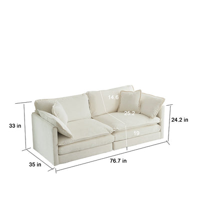 US Local Modern Fabric Double Sofa With 4 Pillows
