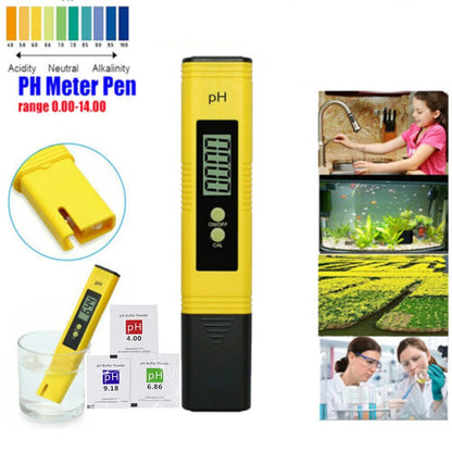 US Local PH Meter 0.01 PH Battery Powder High Precision Water Quality EC Tester 0-14 PH Measurement Range For Aquarium Swimming Pool Digital Electric PH Meter LCD Tester Pocket Hydroponics Aquarium Water Test