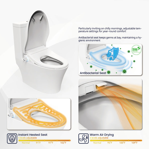 US Local Smart Toilet With Side Knob Adjustable Heated Seat, Water Temperature And Pressure Adjustment Function, Portable Toilet With Automatic Nozzle Cleaning Function, Cannot Be Shipped On Weekends