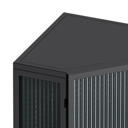 US Local Floor Standing Cone-shaped Cabinet With Tempered Glass Doors And Storage Shelves