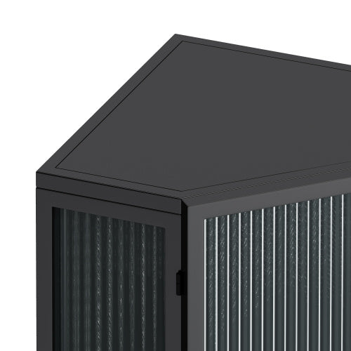 US Local Floor Standing Cone-shaped Cabinet With Tempered Glass Doors And Storage Shelves