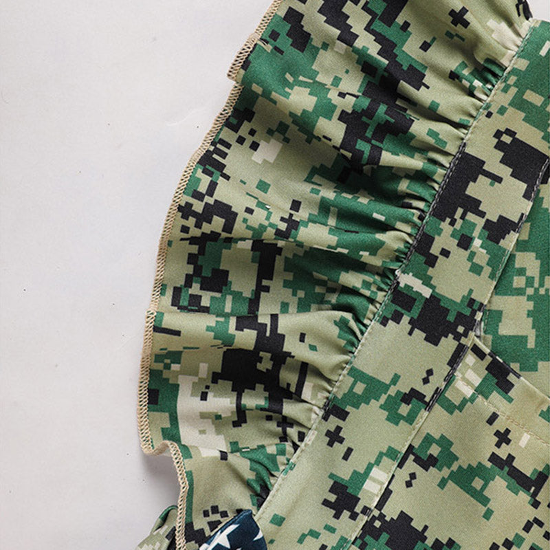 US Local Baby's Girl 4th Of July Independence Day Style Camouflage Pattern Triangle Bodysuit, Casual Sleeveless Romper, Toddler & Infant Girl's Onesie