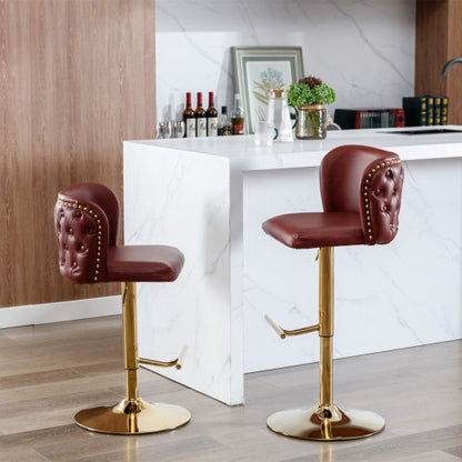 US Local Furniture,Swivel Barstools Adjusatble Seat Height, Modern PU Upholstered Bar Stools With The Whole Back Tufted, For Home Pub And Kitchen Island