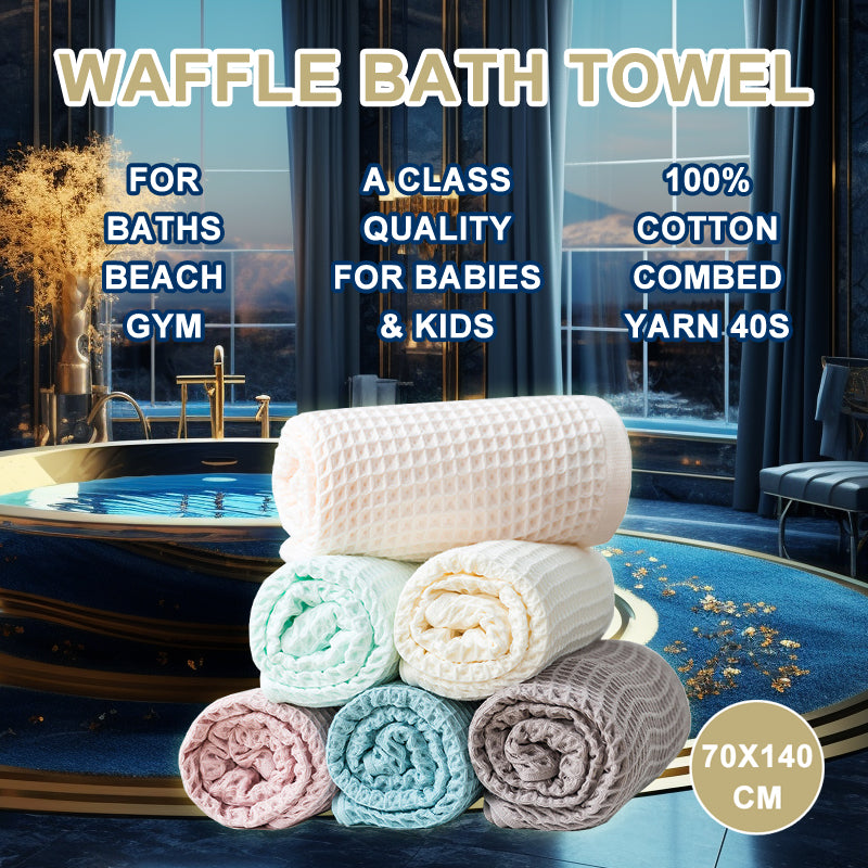 A Class 6 color 40s combed cotton waffle bath towel HE0003 FT