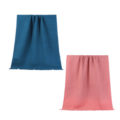 A Class 4 Color 32s combed cotton waffle large bath towel with tassels FT