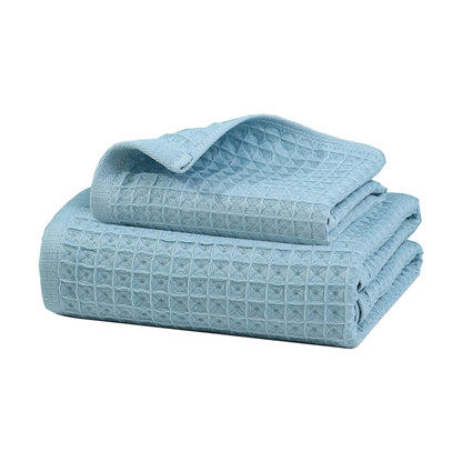 40s combed cotton Waffle face and bath towel set 2 pcs set FT