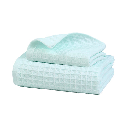 40s combed cotton Waffle face and bath towel set 2 pcs set FT