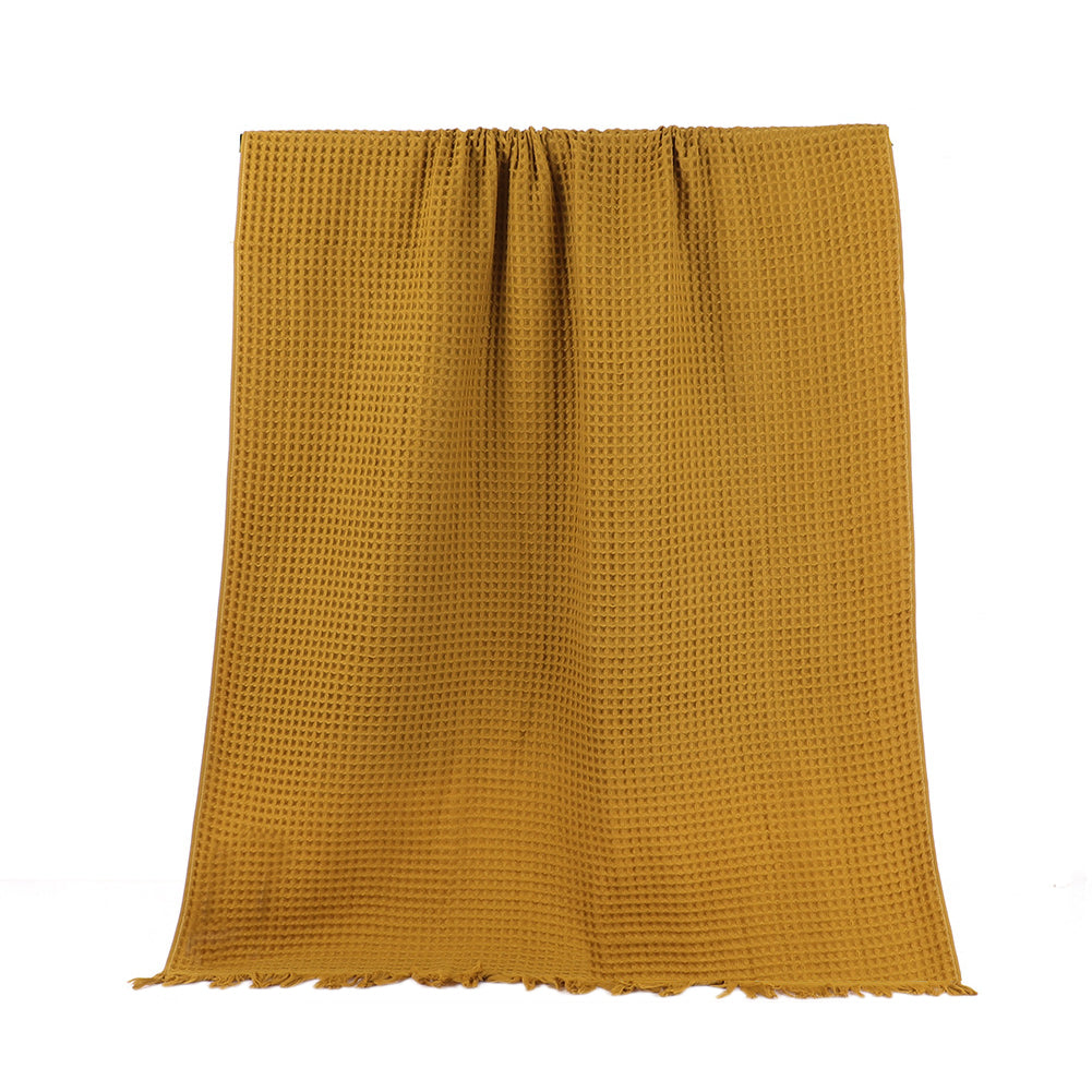 A Class 1/2/6 pcs 6 Color 40s combed cotton waffle bath towel with tassels FT