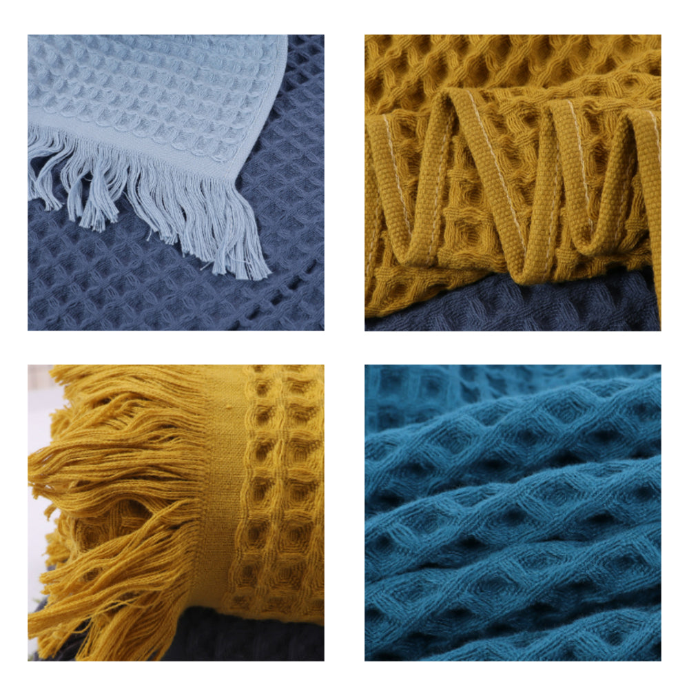 A Class 1/2/6 pcs 6 Color 40s combed cotton waffle bath towel with tassels FT
