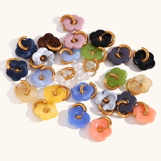 Colorful Flowers Ear Ring Minimalism Earrings Ornament