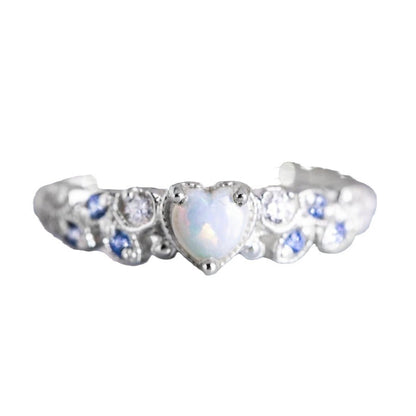 Flower Opal Ocean Heart Love Women's Peach Heart Ring