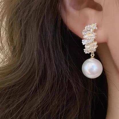 Refined Zircon Pearl High-end Elegant Vintage Earrings