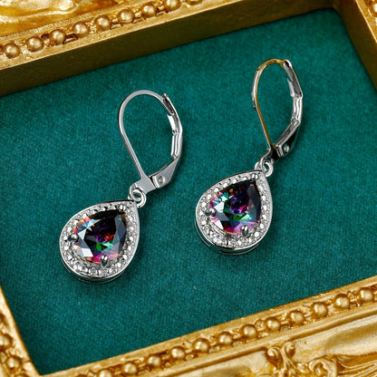 Colored Water Drop Stone Fashionable Earrings