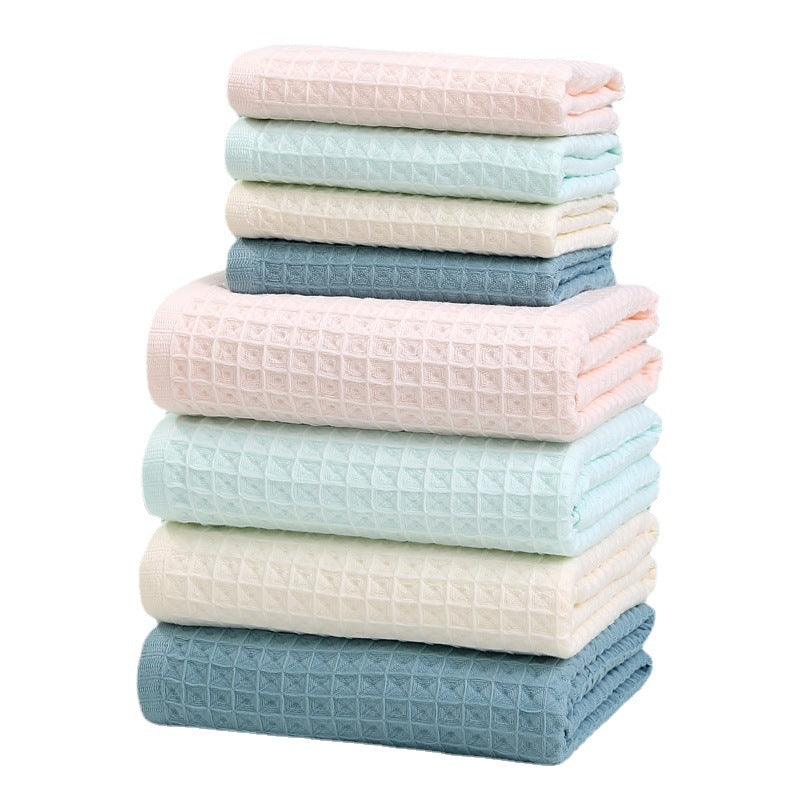 40s combed cotton Waffle face and bath towel set 2 pcs set FT