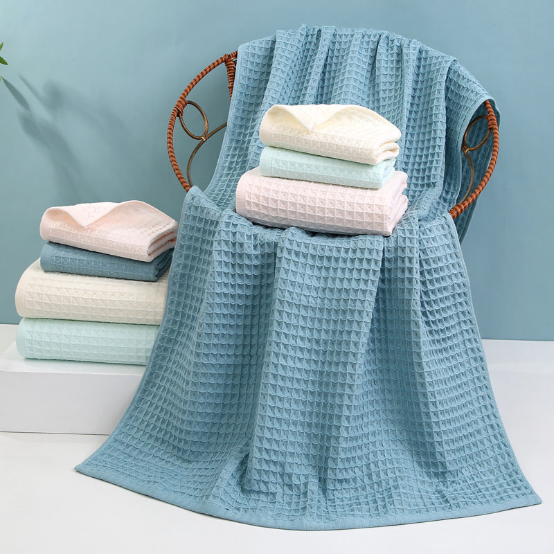 40s combed cotton Waffle face and bath towel set 2 pcs set FT