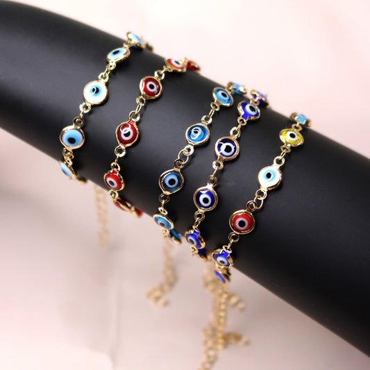 Adjustable Retro Colorful Oil Necklace Eye Bracelet