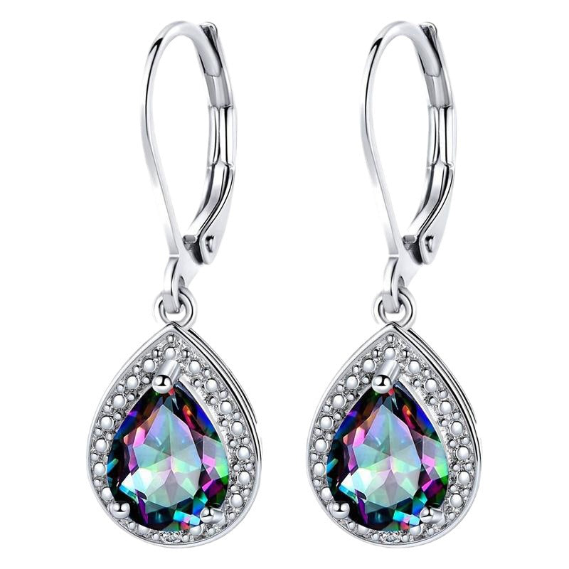 Colored Water Drop Stone Fashionable Earrings