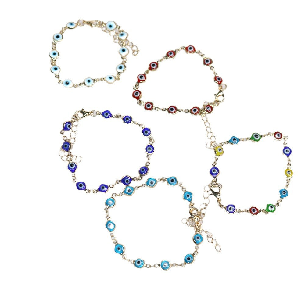 Adjustable Retro Colorful Oil Necklace Eye Bracelet
