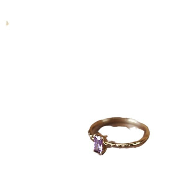 Women's Simple Inlaid Purple Zircon Thin Ring