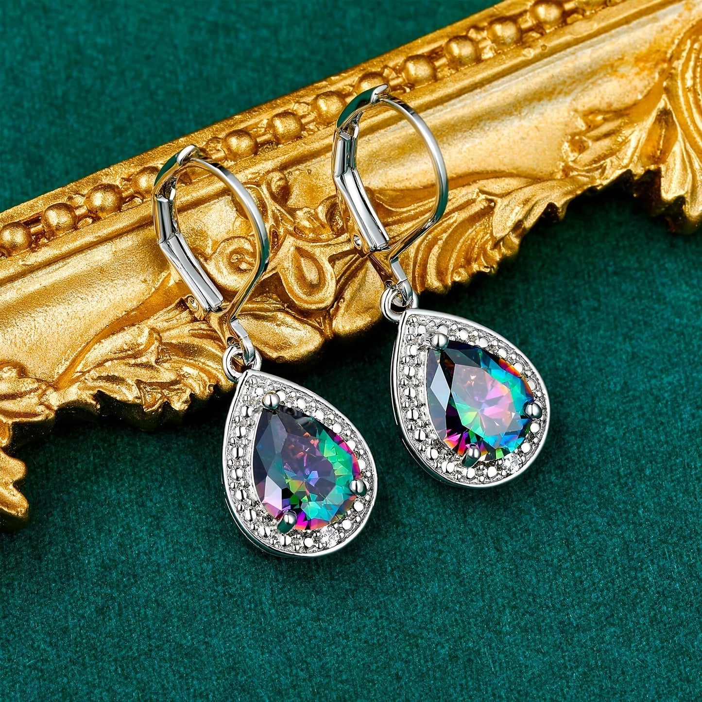 Colored Water Drop Stone Fashionable Earrings