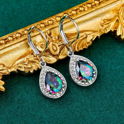 Colored Water Drop Stone Fashionable Earrings