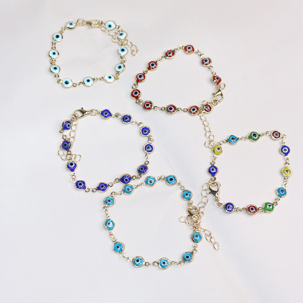 Adjustable Retro Colorful Oil Necklace Eye Bracelet