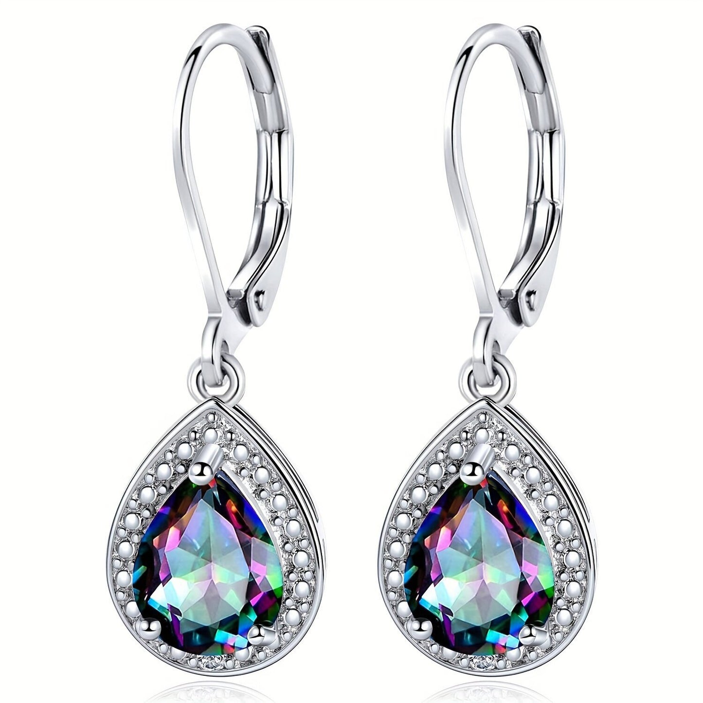 Colored Water Drop Stone Fashionable Earrings