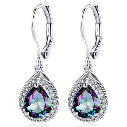 Colored Water Drop Stone Fashionable Earrings