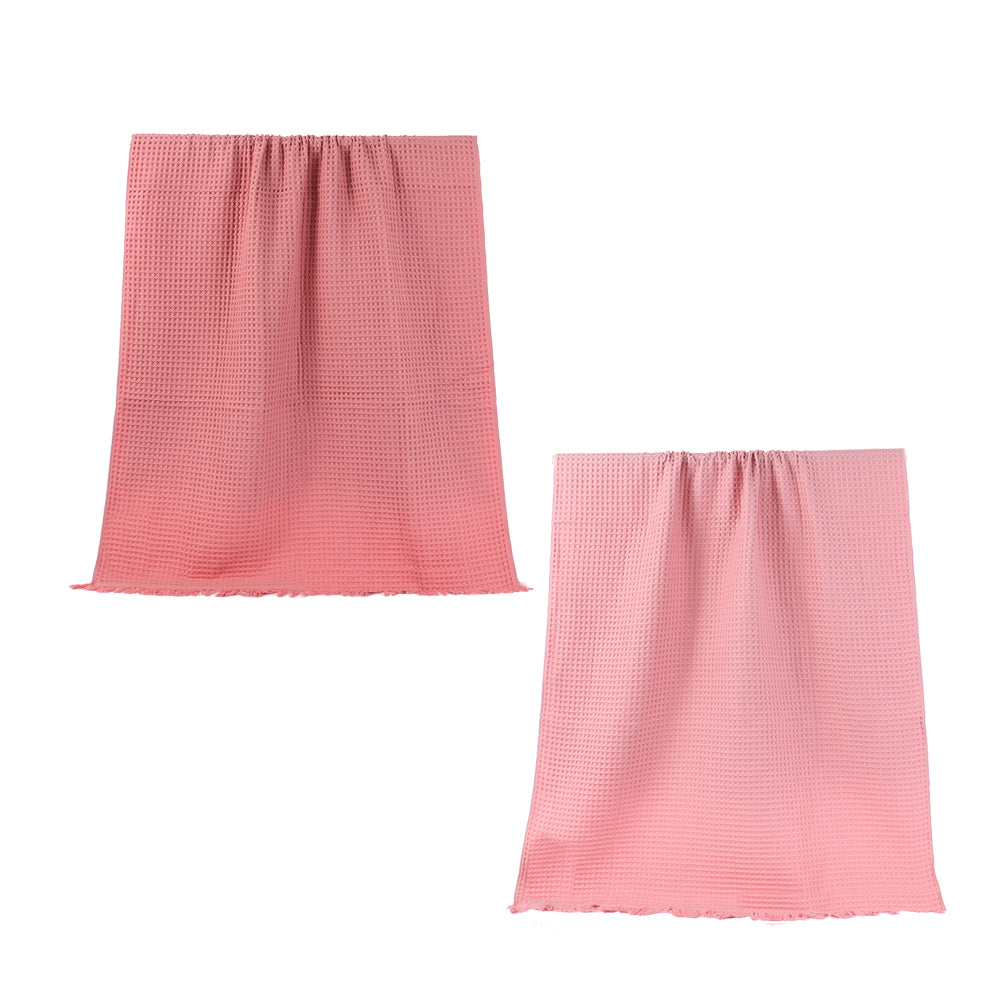 A Class 4 Color 32s combed cotton waffle large bath towel with tassels FT