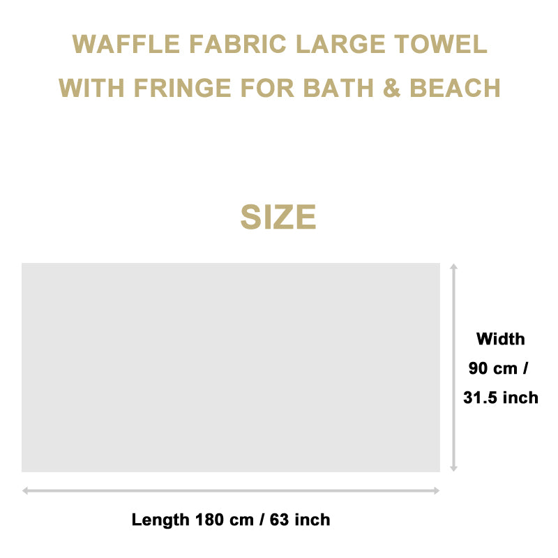 A Class 4 Color 32s combed cotton waffle large bath towel with tassels FT