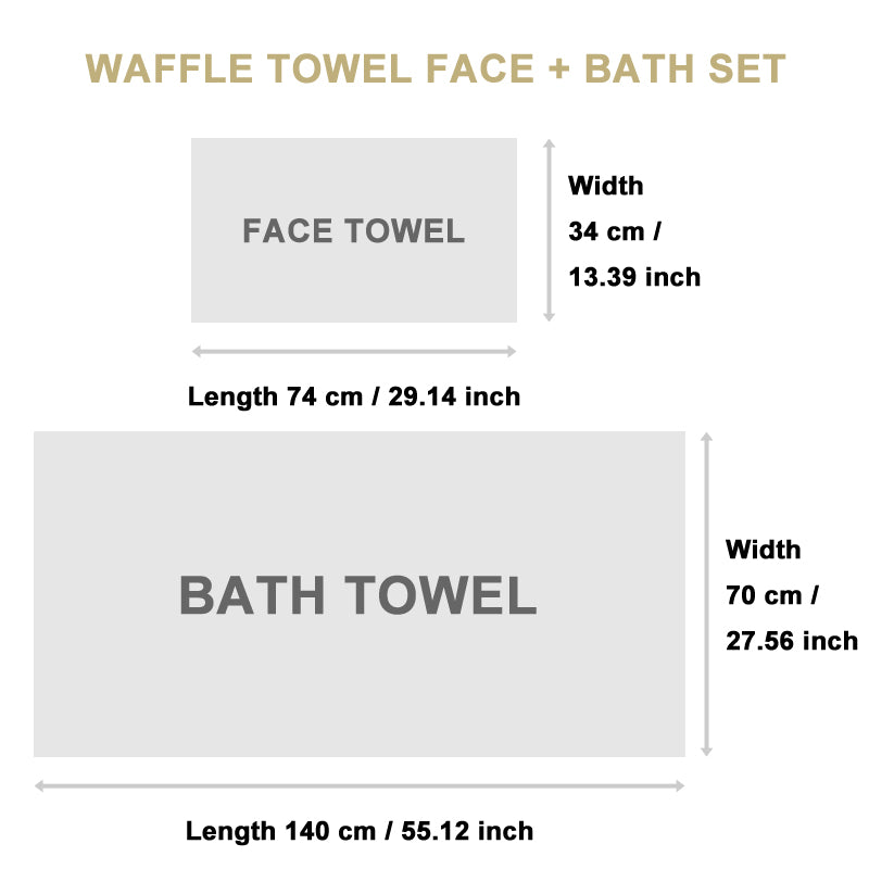 40s combed cotton Waffle face and bath towel set 2 pcs set FT