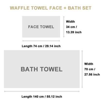 40s combed cotton Waffle face and bath towel set 2 pcs set FT