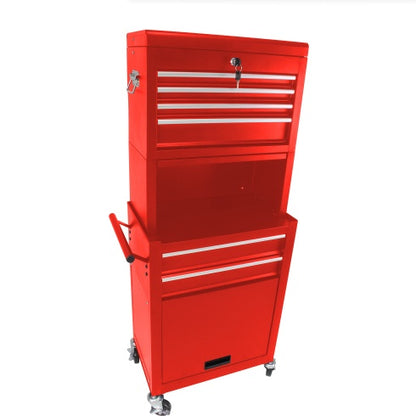 US Local High Capacity Rolling Tool Chest With Wheels And Drawers, 6-Drawer Tool Storage Cabinet--RED